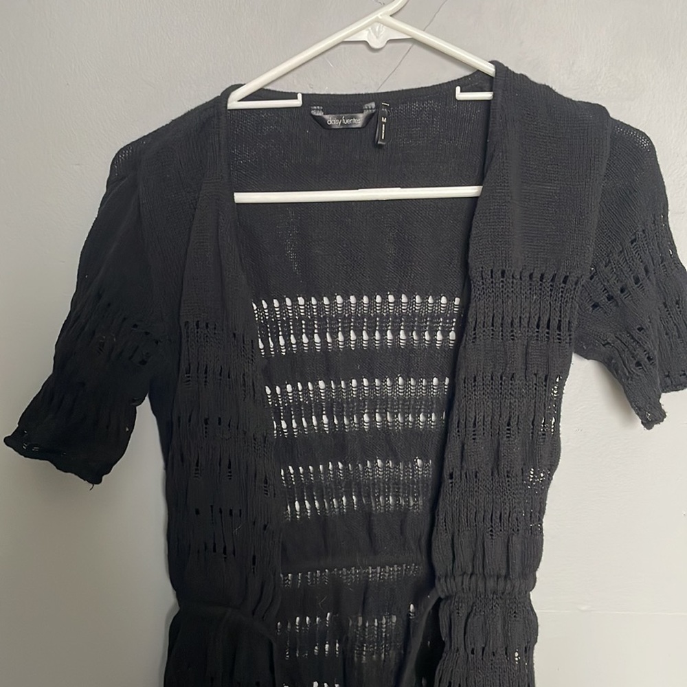 Daisy Fuentes M Open Front Waist Drawstring Cardigan Sweater cottage Scandi - Picture 4 of 7